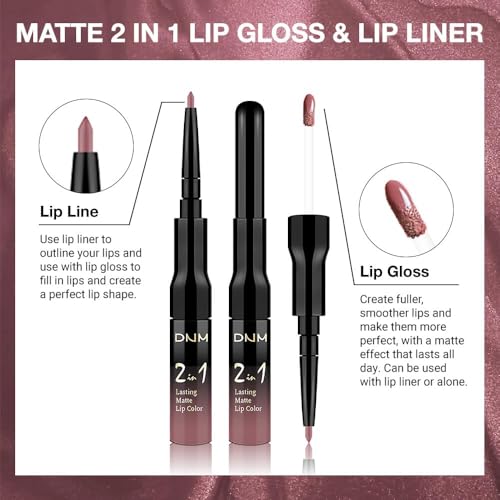 evpct 1Pcs Neutral Mauve Matte Lip Liner and Liquid Lipstick Stain Makeup Set for Women, Mauve Long Lasting Smudge Proof Lipstick labiales matte mate larga duracion listip 24 hours originales, 34# - Image 3
