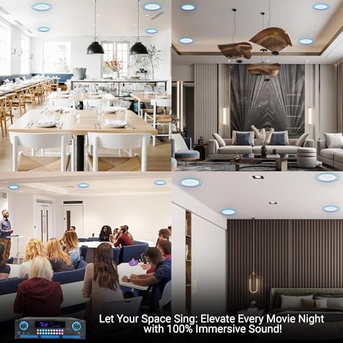 Home Theater Sound System Kit - 2000 W Bluetooth Amplifier w/ 4 Qty of 8" Framed Ceiling Speakers 300 W Each, Mic, 200 ft Speaker Wire & Remote for Living Room, Office, Commercial, Bars by Vaiyer - Image 9