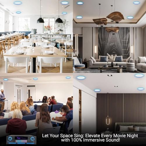 Home Theater Sound System Kit - 2000 Watts Bluetooth Amplifier w/ 4 Qty of 8" Framed Ceiling Speakers 300 W Each, 200 ft Speaker Wire & Remote for Home, Office, Commercial, Bars by Technical Pro - Image 9