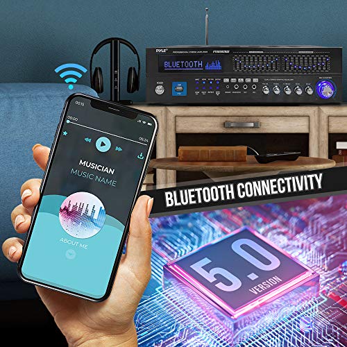 Pyle Bluetooth Hybrid Home Amplifier - 6-Channel 2000W Home Audio Rack Mount Stereo Power Amplifier Receiver w/ Radio, USB/AUX/RCA/Mic, Optical/Coaxial, AC-3, DVD Inputs, Dual 10 Band EQ - PT6060CHAE - Image 4