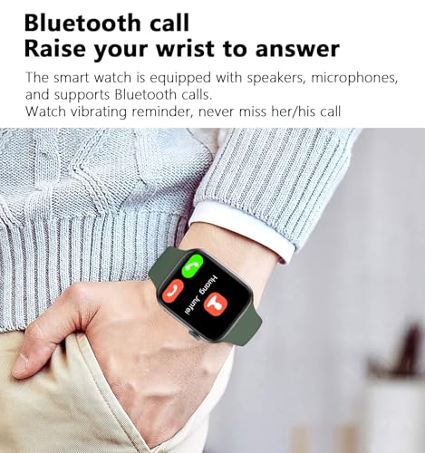 Smart Watch for Men Women Compatible iOS Android iPhone, 2.09'' Smartwatch Activity Fitness Tracker Watch with Answer/Make Calls/SMS/Heart Rate/Sleep Monitor/Pedometer & 2 Bands (Green) - Image 4