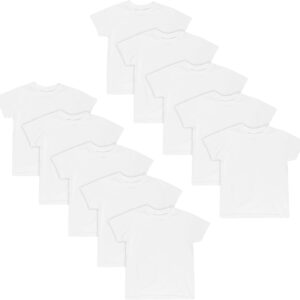 Hanes Boys Eco White Crew Undershirts, 10 Pack, Size M