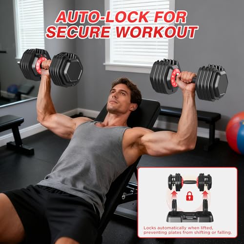 25LBS Adjustable Dumbbells Set of 2, Durable Weights Dumbbells Set, 10 in 1 Free Weights Set with Anti-Slip Grip, Fast Adjust Gym Equipment Space Saving for Home Strength Training – Pair - Image 4