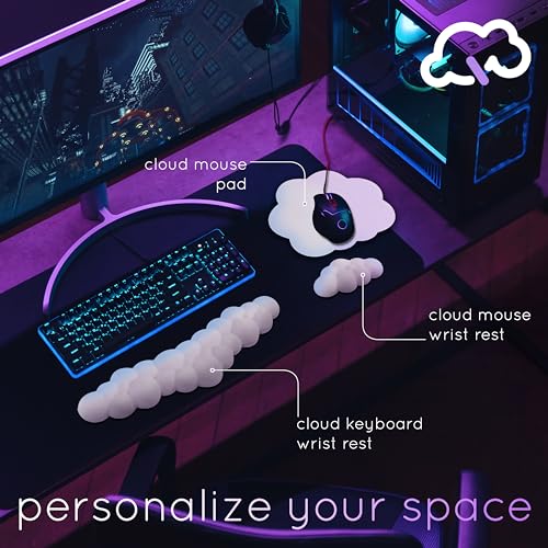 Create-ables Qloud Cloud Wrist Rest Keyboard Wrist Rest for Computer Keyboard Pad, Cloud Keyboard Wrist Rest, Wrist Pad for Keyboard, Memory Foam, Non Slip Base, Comes with Mouse Pad - White - Image 3