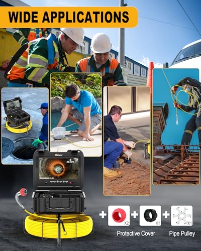 Anysun Self Leveling Sewer Camera with Locator, Distance Counter, 7MM Thicker Cable, 300Ft/91.5M Pipe Inspection Cameras with 9'' 1080P IPS Screen, IP68 Sewer Drain Cam with DVR Recorder & 32GB Card - Image 8