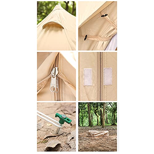 QZQHNYJ Pyramid Tent Yurt Tent Outdoor Family Camping Waterproof Bell Tent with Stove Hole Camping Pyramid Tipi Tent in Groundsheet, Camping, Glamping, Festiv - Image 7