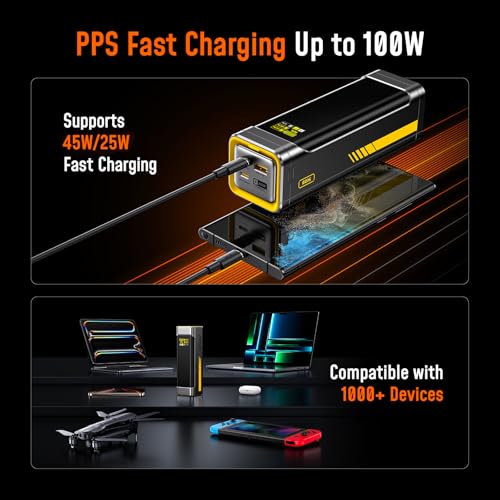 AOHI 240W Laptop Power Bank 27600mAh Portable Fast Charger (99.3wh), Airline-Compliant, 140W PD 3.1 Large Battery Pack The Future Starship for MacBook, iPad iPhone 16 Pro Max,Galaxy,Steam Deck, Grey - Image 5