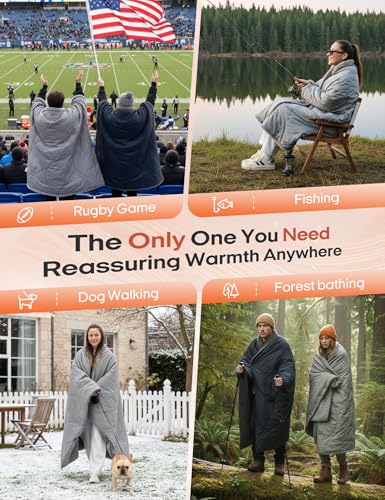 Ourea Battery Operated Heated Blanket for Outdoor Use-Rechargeable 12v Cordless Heated Blanket with 3 Heating Levels, Includes 20000mAh Power Bank, Portable for Camping, Car, Stadium, Indigo - Image 8