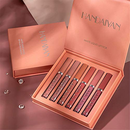 6Pcs Nude Matte Liquid Lipstick Set, Waterproof Long Lasting Non-Stick Cup Nude Lipstick 24 Hour Not Fade Matte Lipstick Professional Lip Gloss Makeup Valentine\'s Day Gifts for Women (Set B) - Image 9