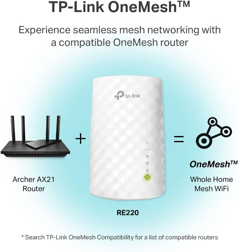 TP-Link WiFi Extender with Ethernet Port, Dual Band 5GHz/2.4GHz, Up to 44% More Bandwidth Than Single Band, Covers Up to 1200 Sq.ft and 30 Devices, Signal Booster Amplifier Supports OneMesh(RE220) - Image 6