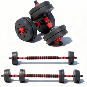 OLIXIS Adjustable Dumbbell Set, 4 IN 1 Changeable Dumbbells, Barbell, Kettlebells and Push Up Stand, Multi-Functional Exercise and Fitness for Home Gym