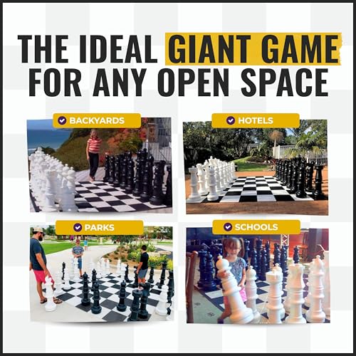 MegaChess Giant Chess Set Game with 37" Tall King - A Large Chess Set Yard Game for Families Looking for Outdoor Jumbo Games - 32 Large Pieces Made from Durable HDPE (Plastic Board Included) - Image 3