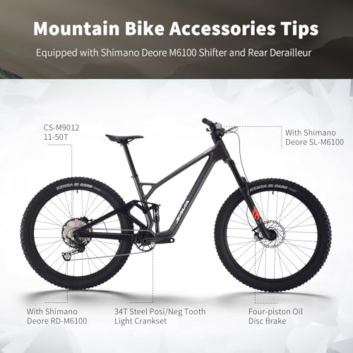 SAVADECK Carbon Fiber Soft Tail Mountain Bike All Terrain Suspension Off-Road Fox Front Fork and Adult Racing, Firepower Orange-M6100-12 Speed (Gray, 29 * 17) - Image 2
