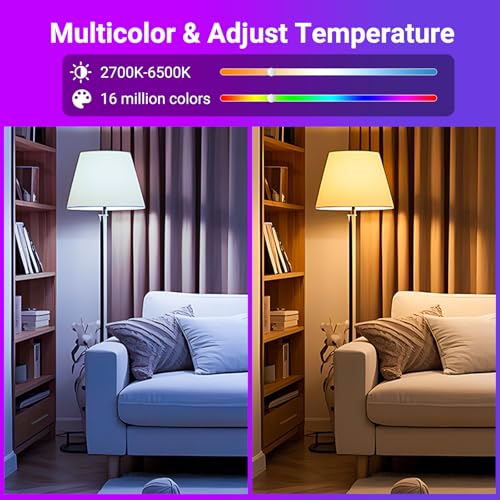 TJOY 4 Pack Smart Light Bulbs, Bluetooth WiFi Led Bulb Work with Alexa &Google Assistant, RGB Color Changing Alexa Bulbs, Music Sync, 2700K-6500K, 9W(60W Equivalent), A19 E26 800LM, 2.4Ghz WiFi only - Image 4