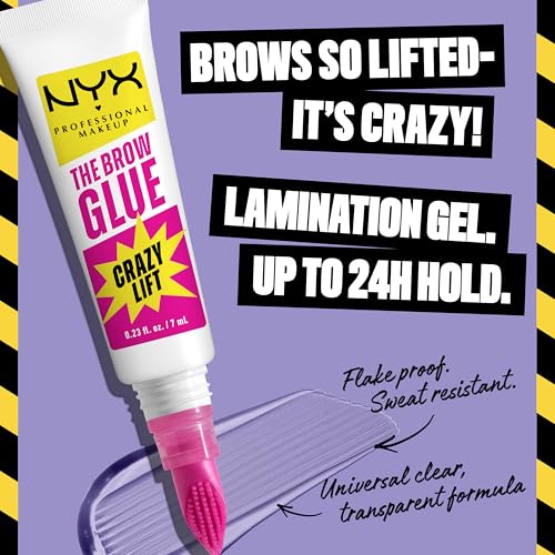 NYX PROFESSIONAL MAKEUP The Brow Glue Crazy Lift, Brow Lamination Gel with 16HR Strong Hold & Built-In Styling Comb - Clear Eyebrow Gel - Image 3
