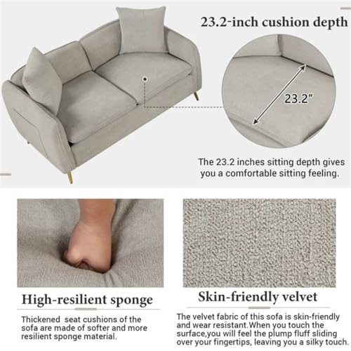 DUYHBAWRS 2 Piece Velvet Upholstered Sofa Sets,Loveseat and 3 Seat Couch Set Furniture Golden Metal Legs - Image 4