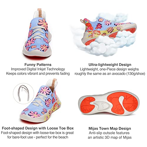 UIN Kid's Fashion Sneakers Lightweight Casual Comfortable Boys Girls Funny Painted Travel Shoes Mijas Floral Picnic (9C) - Image 6