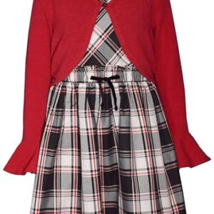Bonnie Jean Girls Plaid Dress with Cardigan Red/Black