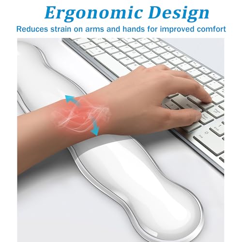 Gel Keyboard Wrist Rest Set, Clear Wrist Rest for Keyboard and Mouse, Ergonomic Keyboard Mouse Wrist Rest for Typing Pain Relief, Suitable for Office, Gaming, Computer, Laptop - Transparent Green - Image 3