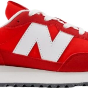 New Balance Kid’s 237 V1 Lace-Up Sneaker, White/True Red, 4.5 M Big Kid