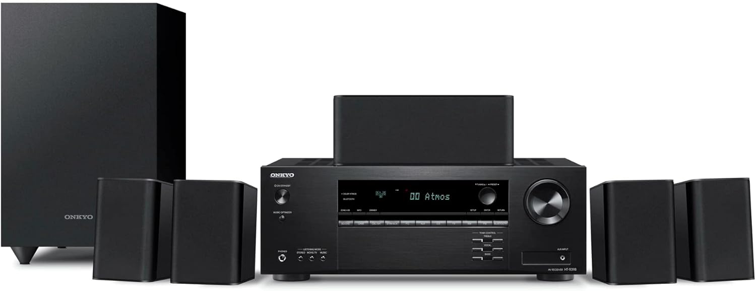 Onkyo HT-S3910 Home Audio Theater Receiver and Speaker Package, Front/Center Speaker, 4 Surround Speakers, Subwoofer and Receiver, 4K Ultra HD (2019 Model) - Image 2