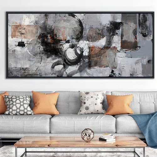 Large Abstract Black And Grey Canvas Wall Art Living Room Wall Decor Paintings Decorations Modern Wall Pictures for Bedrooms Framed Artwork for Walls - Image 4