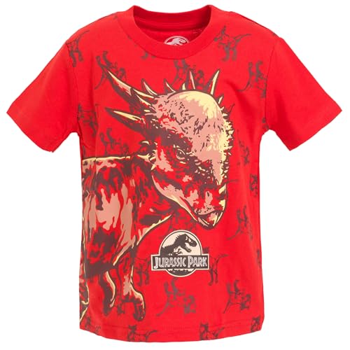 Jurassic World Dinosaur Little Boys 4 Pack Graphic T-Shirts Red/Green/Blue 7-8 - Image 6