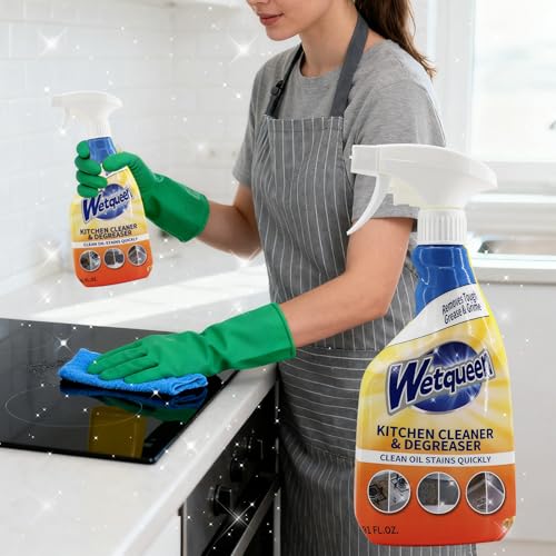 WETQUEEN All Purpose Cleaner Spray, Heavy Duty Kitchen Degreaser Foam & Stubborn Stain Remover for Kitchen, Household, Oven, Stove, Range Hood, Tiles, Dual-Spray Nozzle, Lemon Scent, 16.91 Fl Oz - Image 7