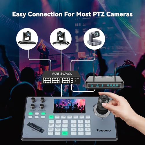 Tenveo PTZ Camera and Controller Bundle/Kits - 20X NDI AI Auto-Tracking PTZ Camera(3pcs) with HDMI/USB3.0/LAN(PoE) and NDI PTZ Controller Joystick Controller for Church Worship Service Live Streaming - Image 7