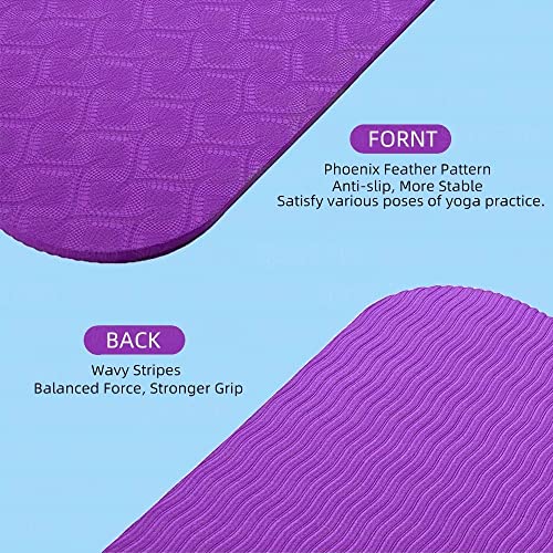 Yoga Mat TPE Sport Mat 183X61cm Yoga Non-slip Acupressure Execise for Gym Floor with Position Line (Black) - Image 3