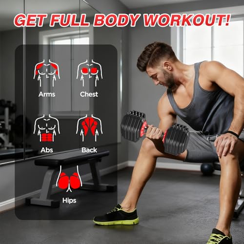 25LBS Adjustable Dumbbells Set of 2, Durable Weights Dumbbells Set, 10 in 1 Free Weights Set with Anti-Slip Grip, Fast Adjust Gym Equipment Space Saving for Home Strength Training – Pair - Image 8