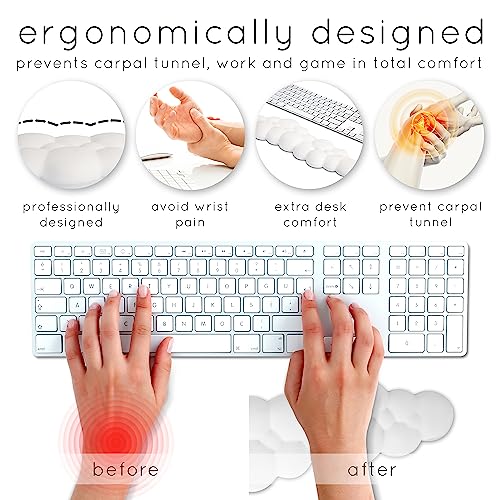 Create-ables Qloud Cloud Wrist Rest Keyboard Wrist Rest for Computer Keyboard Pad, Cloud Keyboard Wrist Rest, Wrist Pad for Keyboard, Memory Foam, Non Slip Base, Comes with Mouse Pad - White - Image 8