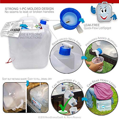 WaterStorageCube BPA-Free Collapsible Water Container with Spigot, Camping Water Storage Carrier Jug for Outdoors Hiking Backpack & Survival Kit, Foldable Portable Water Canteen (8-Pack) - Image 7