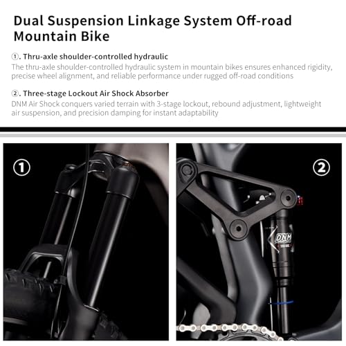 SAVADECK Carbon Fiber Soft Tail Mountain Bike All Terrain Suspension Off-Road Fox Front Fork and Adult Racing, Firepower Orange-M6100-12 Speed (Gray, 29 * 17) - Image 4