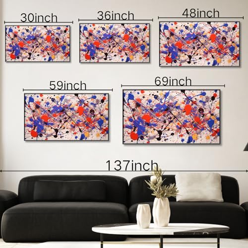 Jackson Pollock Canvas Wall Art, Colorful Abstract Jackson Pollock Canvas Wall Art, Abstract Canvas Wall Art, Jackson Pollock Print, Jackson Pollock Wall Art, Living Room Wall Art (Black Framed, 69"x 39"| 174x98cm) - Image 4