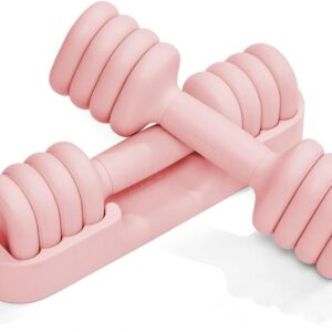 YOTTOY Adjustable Dumbbell Set of 2, 4-in-1 Hand Weights for Women at Home, Compact Free Weights Dumbbells Set with Soft Grip and Base, 2-5 lbs Each for Home Gym