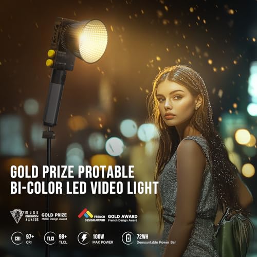 PHOTOOLEX Q100lite 100W LED Video Light with 72Wh Battery Grip, 2700K-6500K Bi-Color COB Continuous Output Lighting, CRI 97+, 27000 Lux@1m Portable Photography Light for Photography, Photo Studio - Image 2