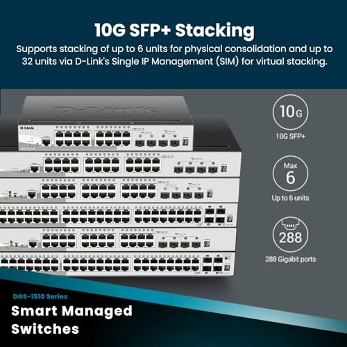 D-Link 52-Port Gigabit Stackable Smart Managed PoE+ Switch with 10G Uplinks | 48 PoE+ (740W) + 4 10GbE SFP+ Ports| L2+/L3 Lite |VLANs |Web Managed |Surveillance Mode | NDAA Compliant (DGS-1510-52XMP) - Image 5
