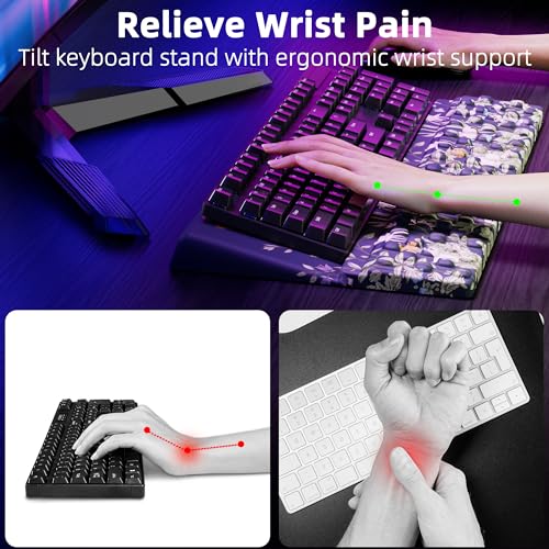 Ospelelf Keyboard Stand Pad with Wrist Rest, Comfy Ergonomic Keyboard Riser Holder for Office Home - Image 2