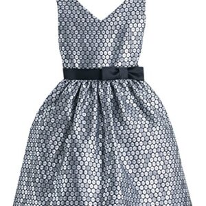 Sweet Kids Little Girls’ V Neck Jacquard Polka Dotted Dress 6 Silver (Sk 518)