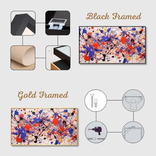Jackson Pollock Canvas Wall Art, Colorful Abstract Jackson Pollock Canvas Wall Art, Abstract Canvas Wall Art, Jackson Pollock Print, Jackson Pollock Wall Art, Living Room Wall Art (Black Framed, 69"x 39"| 174x98cm) - Image 5