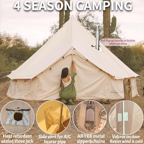 DANCHEL OUTDOOR B5PRO 4 Season Canvas Tent with Stove Jack Camping, Large Bell Tent with AC Port Yurt All Year Living, Luxury Glamping for 8 Person Hunting Party, 20ft/6m - Image 4