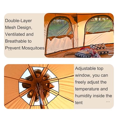 Outdoor Waterproof Cotton Canvas Tent, 4 Season Family Camping Tent 8-10 Person with Stove Jacks for Glamping and Festivals and Human Shelter - Image 4