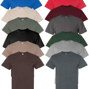 EVERYDAY TEES 12 Pack Mens Cotton Crew Neck Regular T-Shirts Bulk Short Sleeve Lightweight Tees Mix Colors