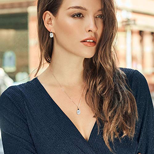 Gem Stone King 18K Rose Gold Plated Silver Pendant and Earrings Jewelry Set Near Colorless Oval 6.37cttw Moissanite and Diamond - Image 3