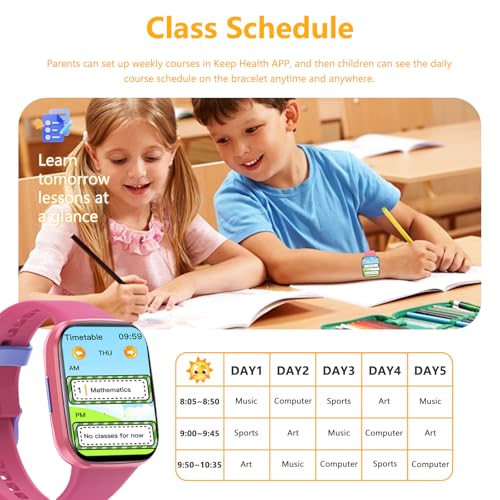 Kids Smart Watch for Girls Ages 5-15, IP68 Waterproof 1.69" HD Smartwatch, Task & Rewards Assign, Heart Rate Sleep Monitor, Body Temperature Measure, Step Activity Tracker Watch Gift for Kids, Red - Image 6