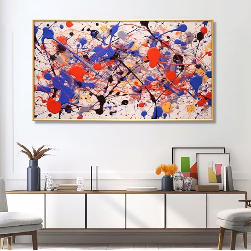 Jackson Pollock Canvas Wall Art, Colorful Abstract Jackson Pollock Canvas Wall Art, Abstract Canvas Wall Art, Jackson Pollock Print, Jackson Pollock Wall Art, Living Room Wall Art (Black Framed, 69"x 39"| 174x98cm) - Image 7