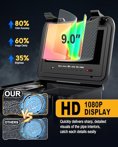 Anysun Self Leveling Sewer Camera with Locator, Distance Counter, 7MM Thicker Cable, 300Ft/91.5M Pipe Inspection Cameras with 9'' 1080P IPS Screen, IP68 Sewer Drain Cam with DVR Recorder & 32GB Card - Image 7