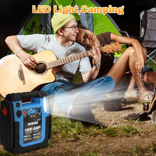 acetek Jump Starter,1600 Peak Amp 12 Volt Jump Starter with Air Compressor, Auto Lead-Acid Battery Booster (Up to 6L Gas or 6L Diesel Engine) with LED Light & USB Output - Image 4