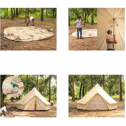 QZQHNYJ Pyramid Tent Yurt Tent Outdoor Family Camping Waterproof Bell Tent with Stove Hole Camping Pyramid Tipi Tent in Groundsheet, Camping, Glamping, Festiv - Image 9